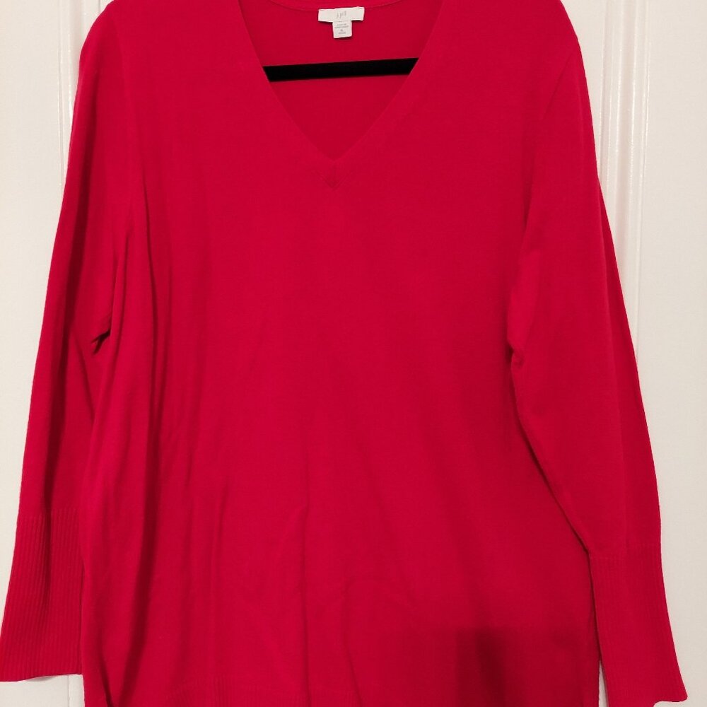 NWOT J. Jill Red V Neck Long Sleeve Tunic Sweater size XL Petite